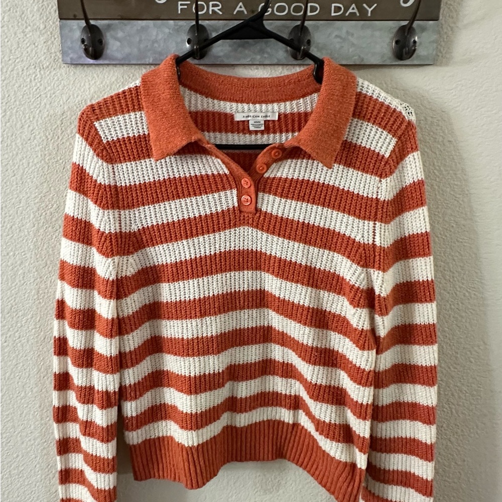 Striped Orange and White Sweater